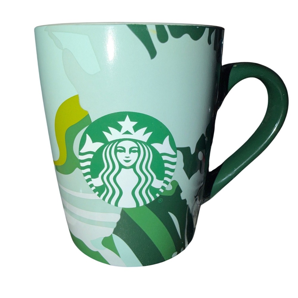 Starbucks Coffee Mug 10oz‎ Green Mint Botanical Leaf 2021 Siren Logo Cup